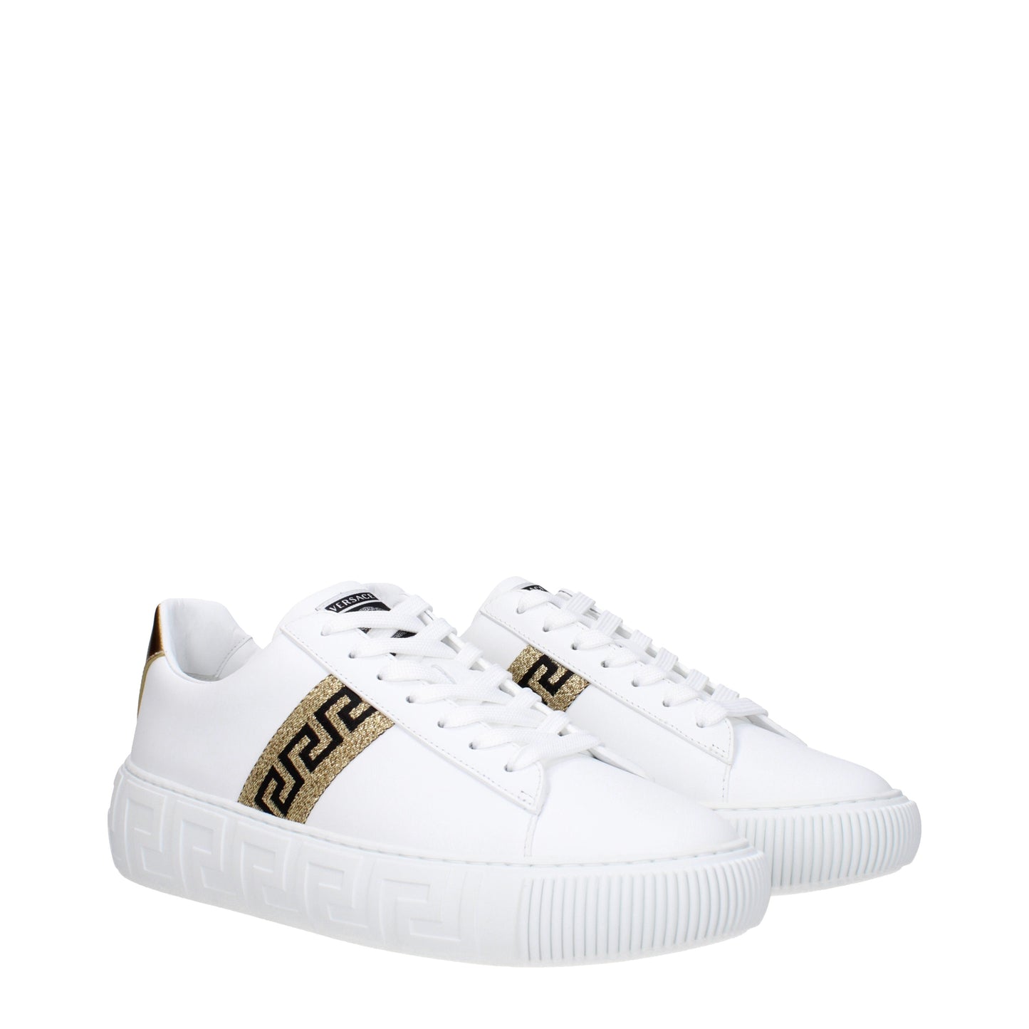 Versace Men's Sneakers in Leather White/Gold