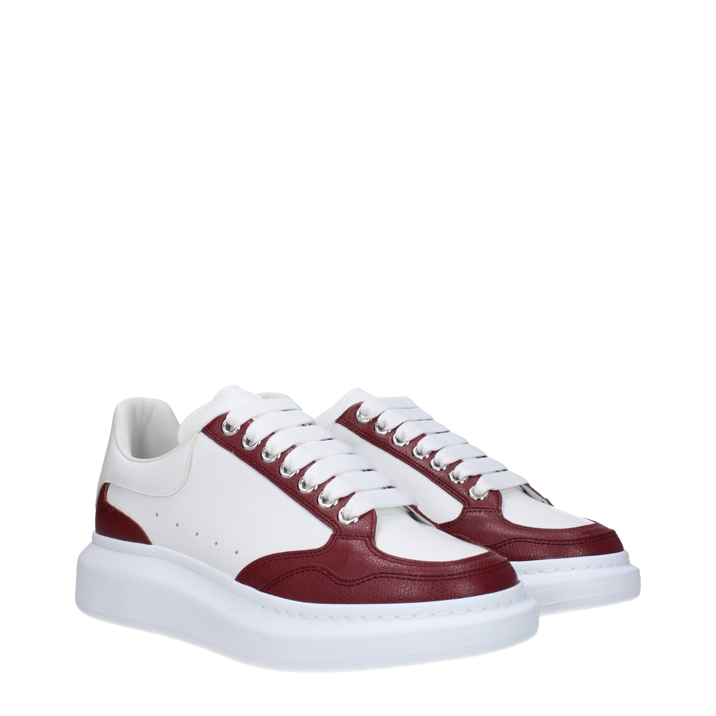 Alexander McQueen Men's Sneakers in Leather White/Burgundy