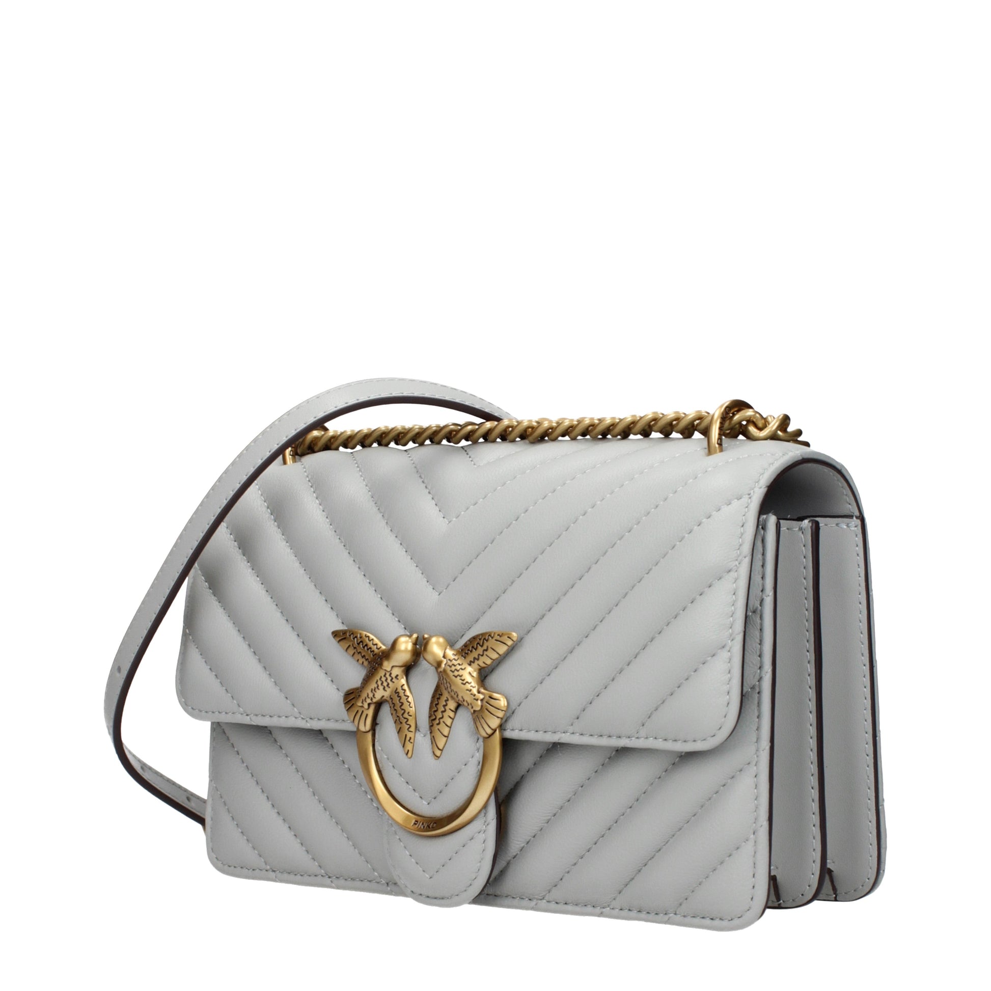 Pinko Crossbody Bags Women Leather Gray/Pearl Grey