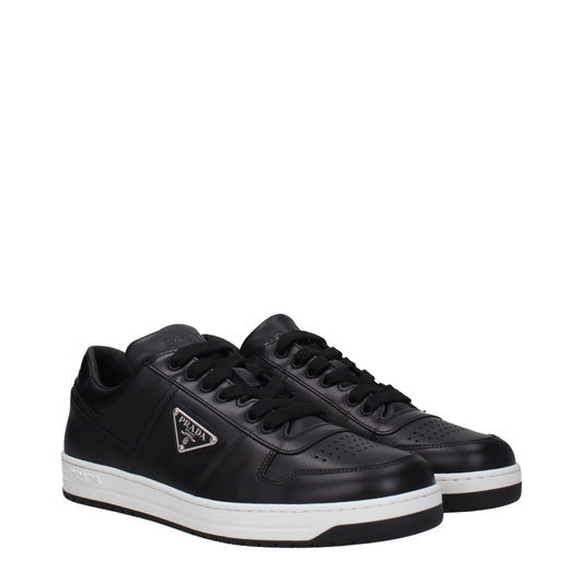 Prada Men's Sneakers in Leather Black/White