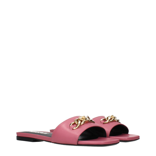 Versace Slippers and Clogs Women Leather Pink/Strawberry