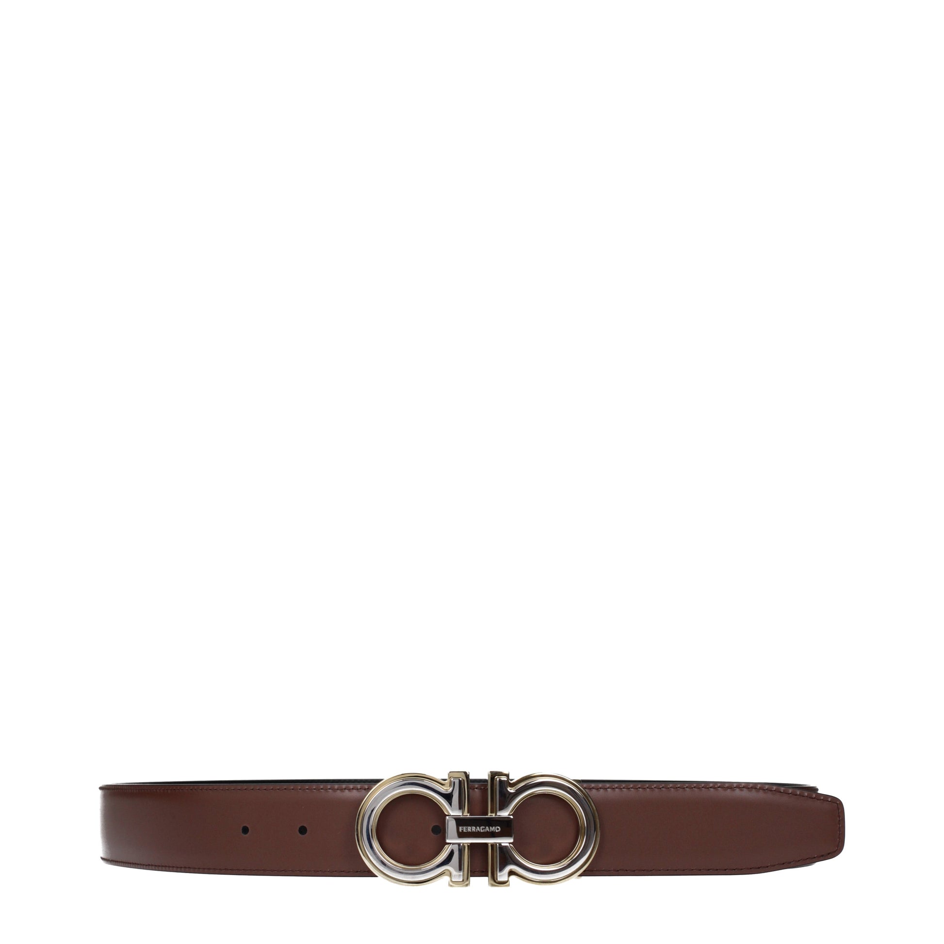 Salvatore Ferragamo Belts Men Leather Black/Cocoa