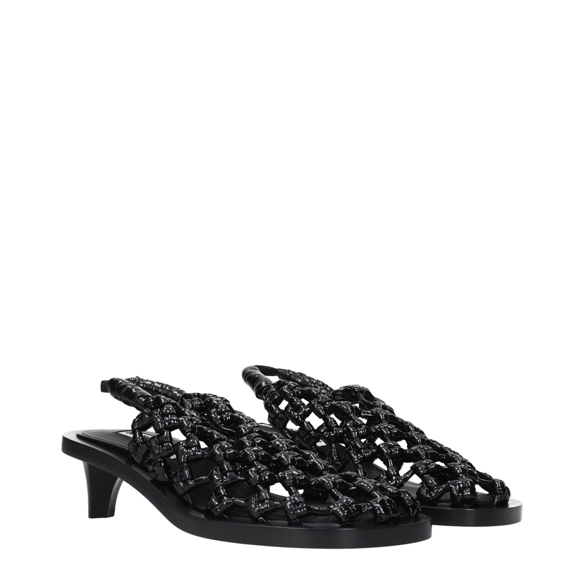 Jil Sander Sandals Women Patent Leather Black