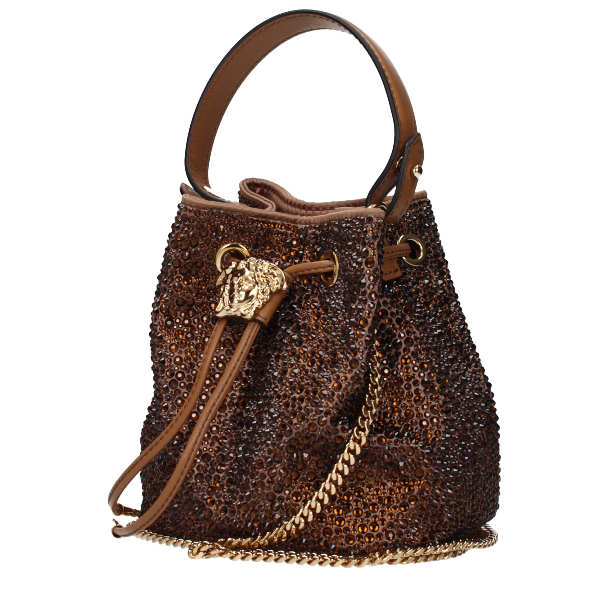 Versace Handbags Women Satin Brown/Dark Chocolate