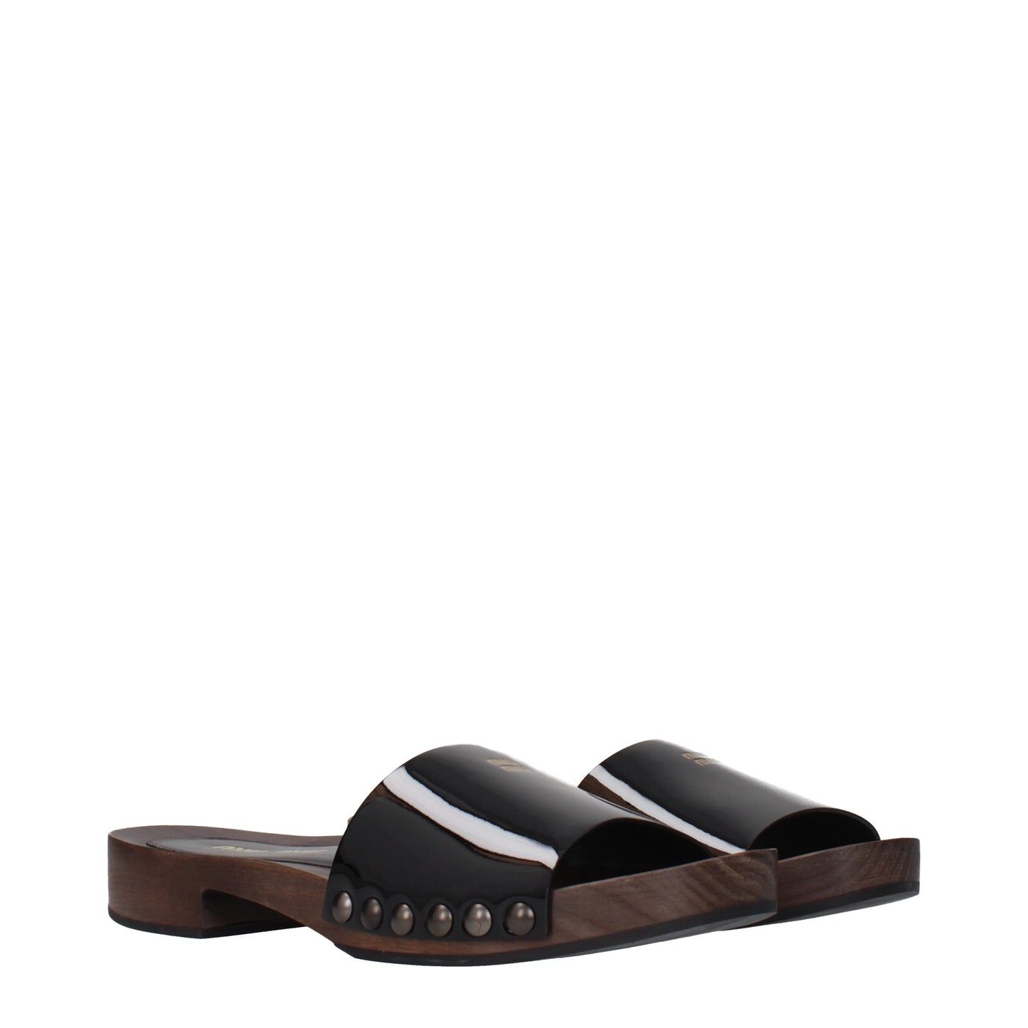 Miu Miu Slippers and Clogs Women Patent Leather Black