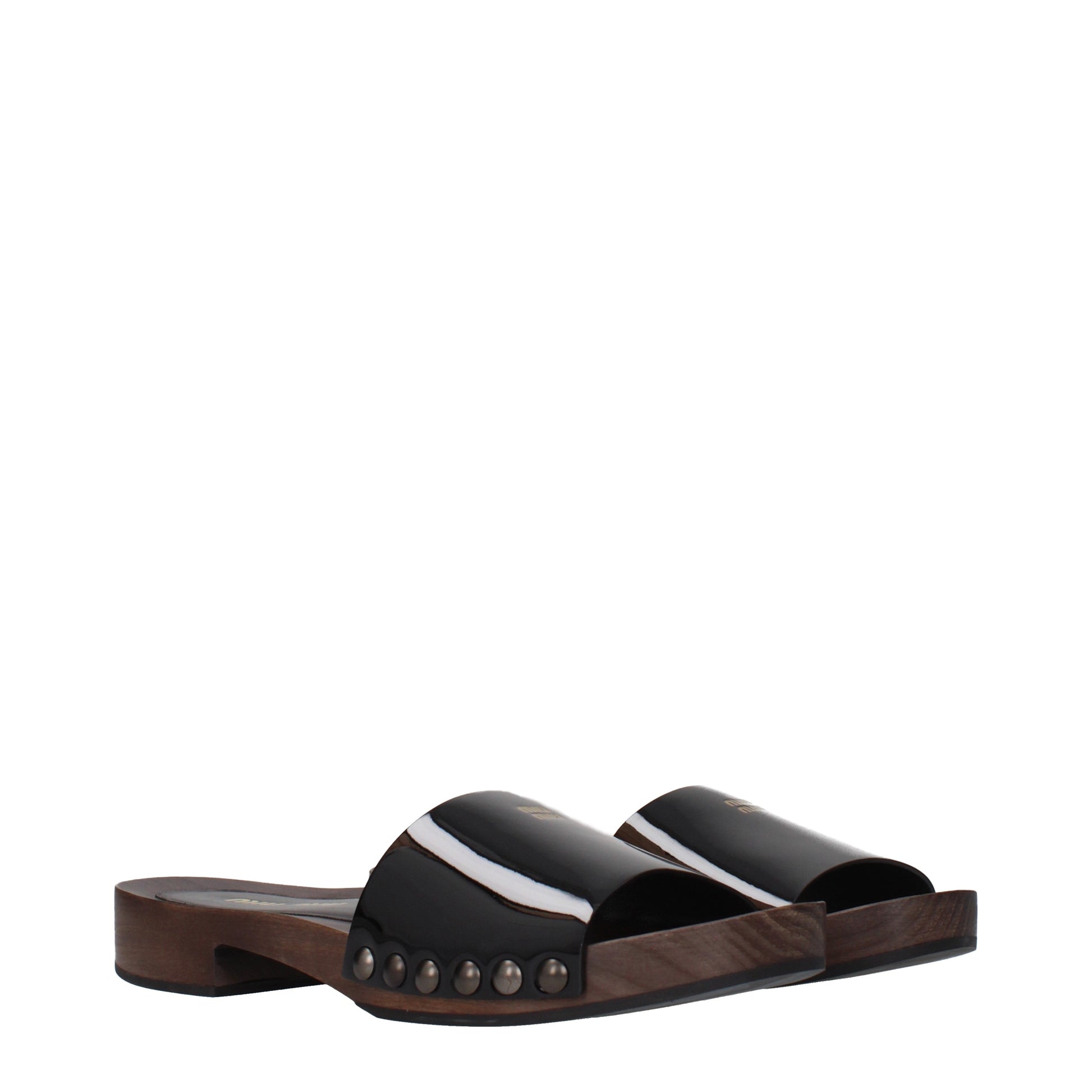 Miu Miu Slippers and Clogs Women Patent Leather Black