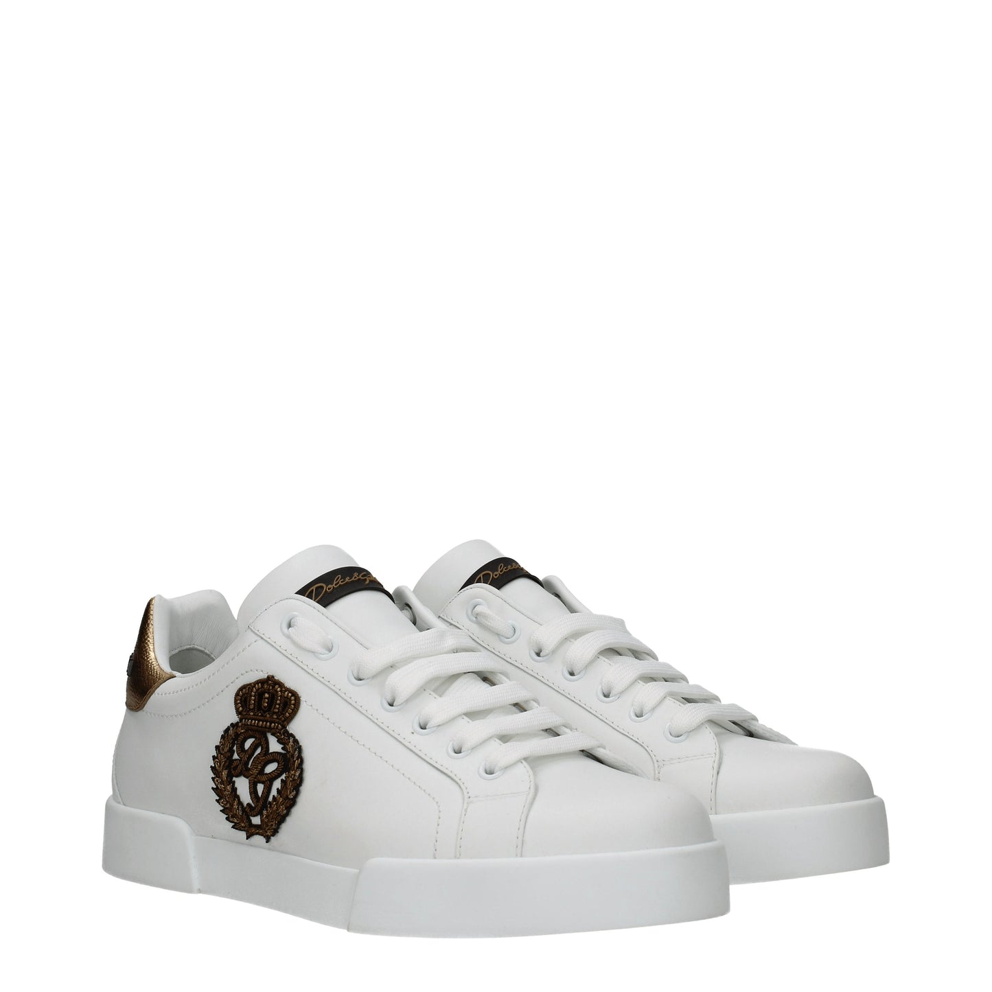 Dolce&Gabbana Men's Sneakers in Leather White/Gold