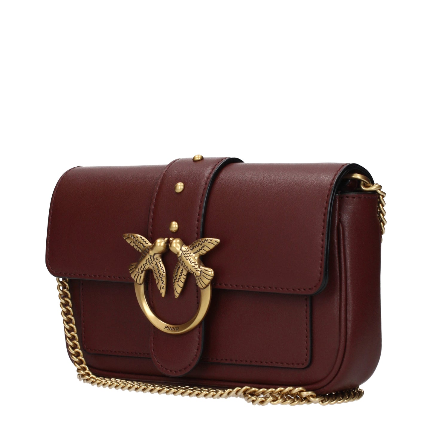 Pinko Crossbody Bags Women Leather Red/Burgundy