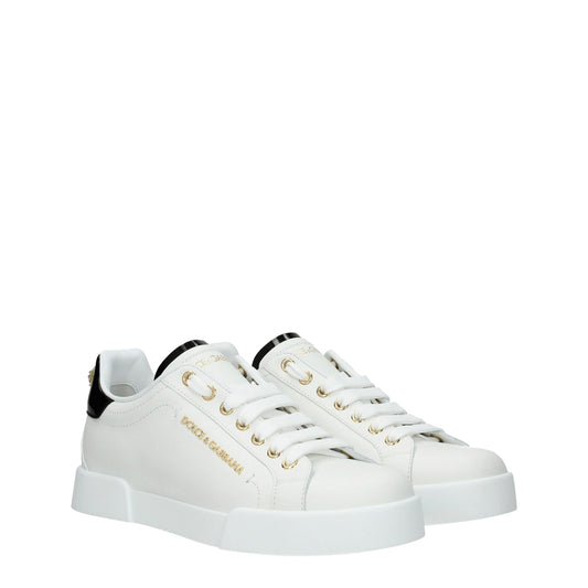 Dolce&Gabbana Women's Sneakers in Leather White/Black