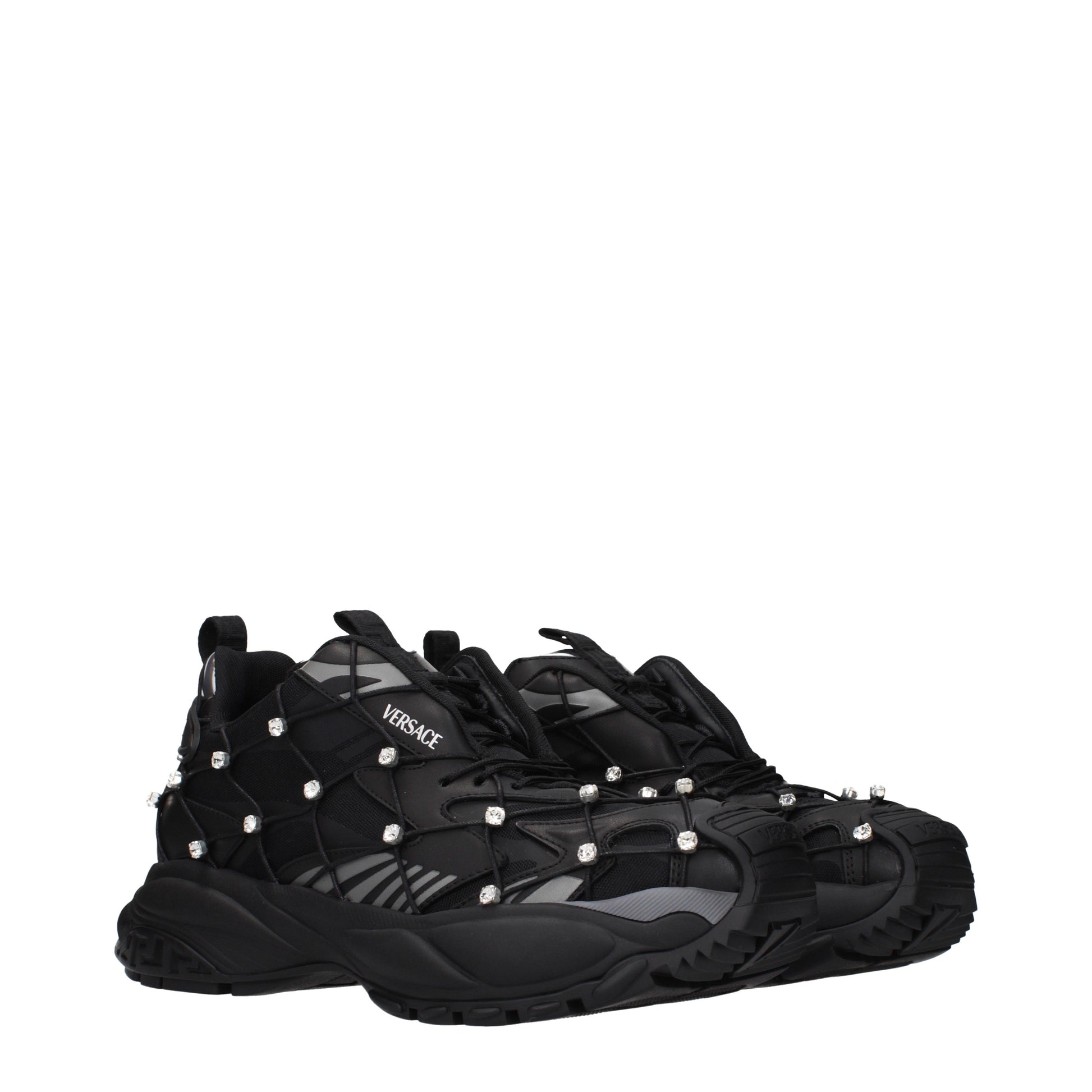 Versace Sneakers Men Fabric  Black