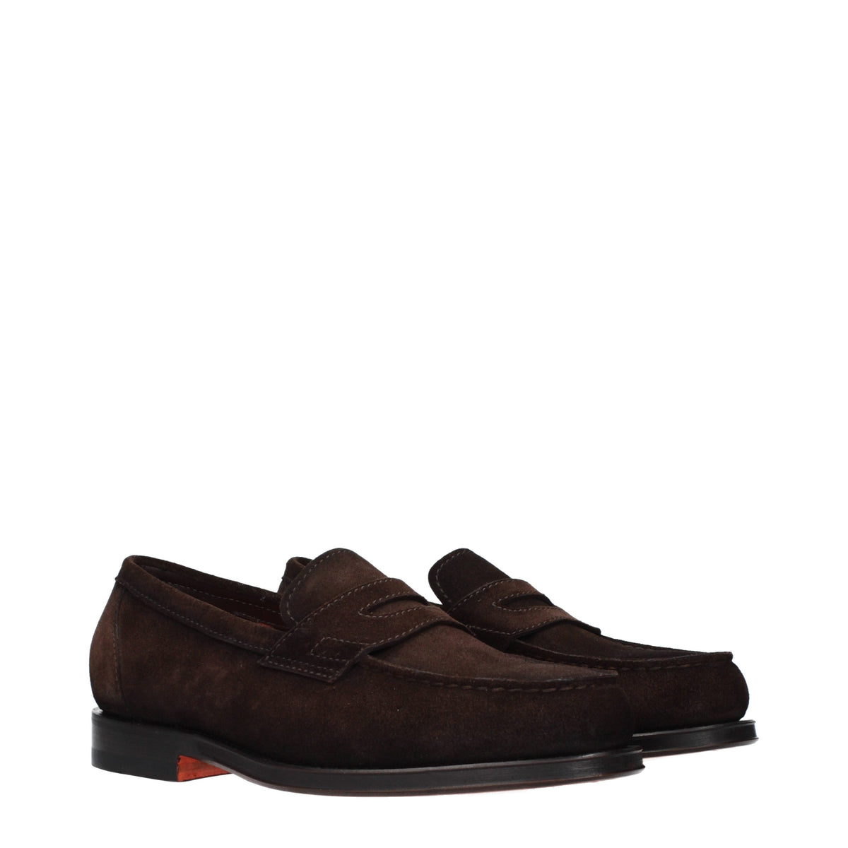 Santoni Loafers Men Suede Brown/Dark Chocolate