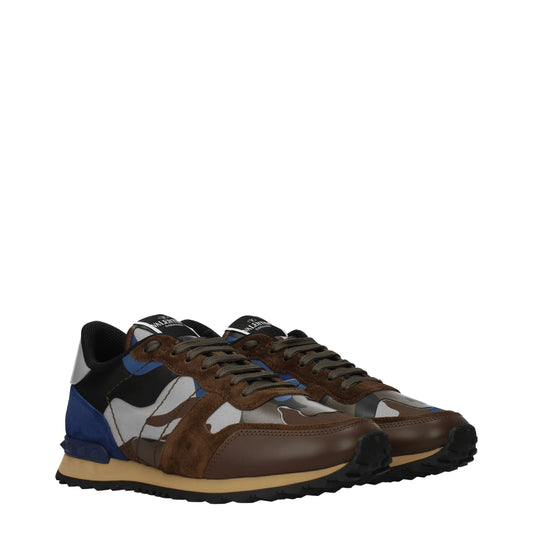 Valentino Garavani Men's Sneakers in Leather Brown/Electric Blue