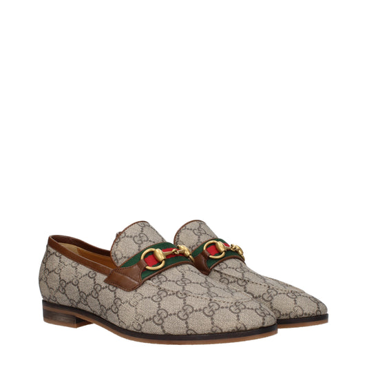 Gucci Men's Loafers in Fabric  Beige