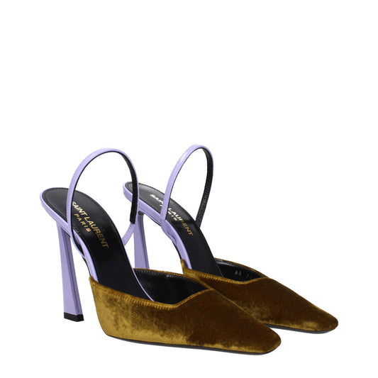 Saint Laurent Women's Sandals in Velvet Gold/Lilac