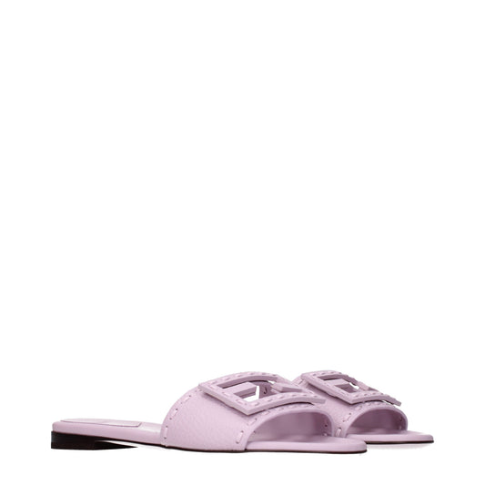Fendi Slippers and Clogs Women Leather Pink/Pastel Pink