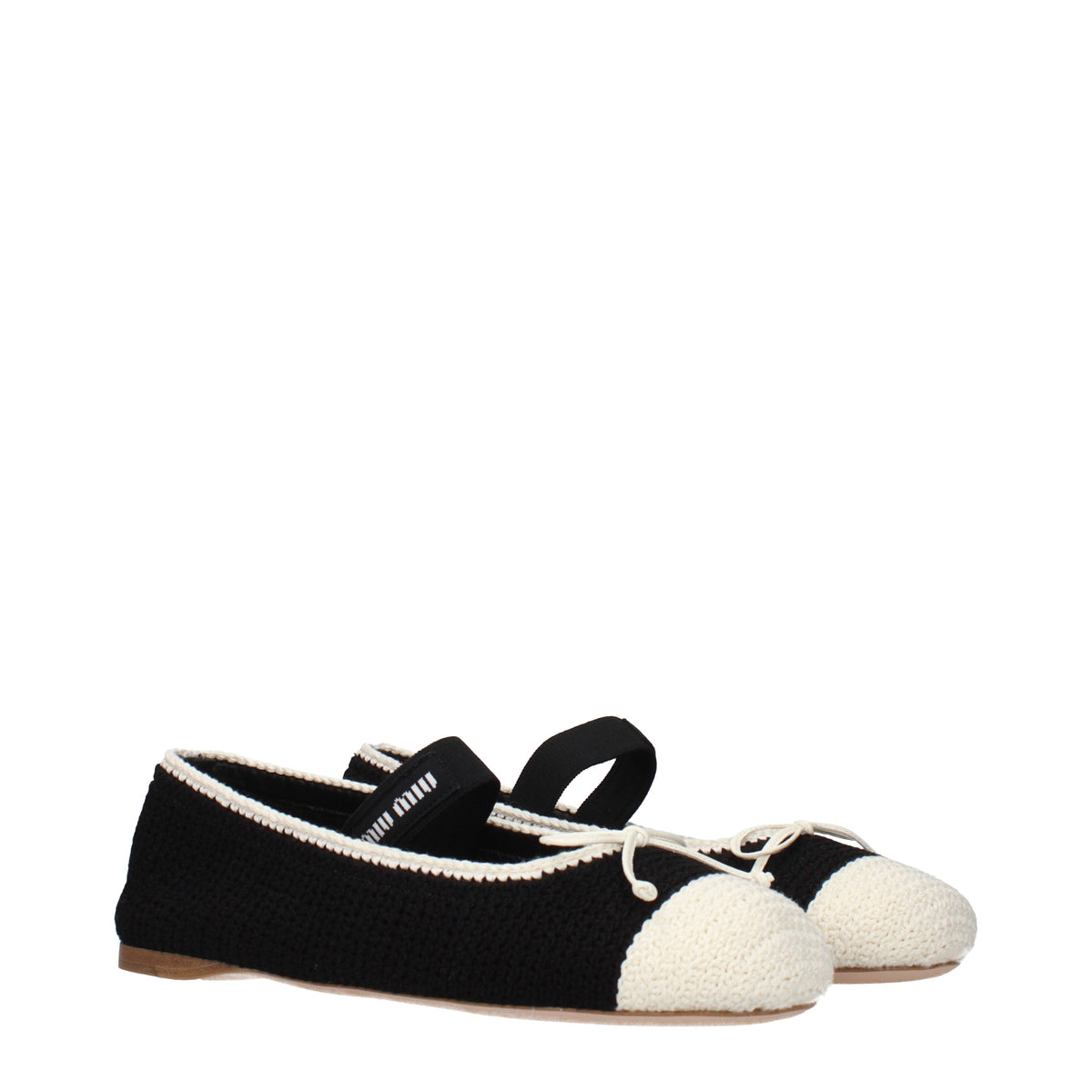 Miu Miu Ballet Flats Women Fabric  Black/Ivory