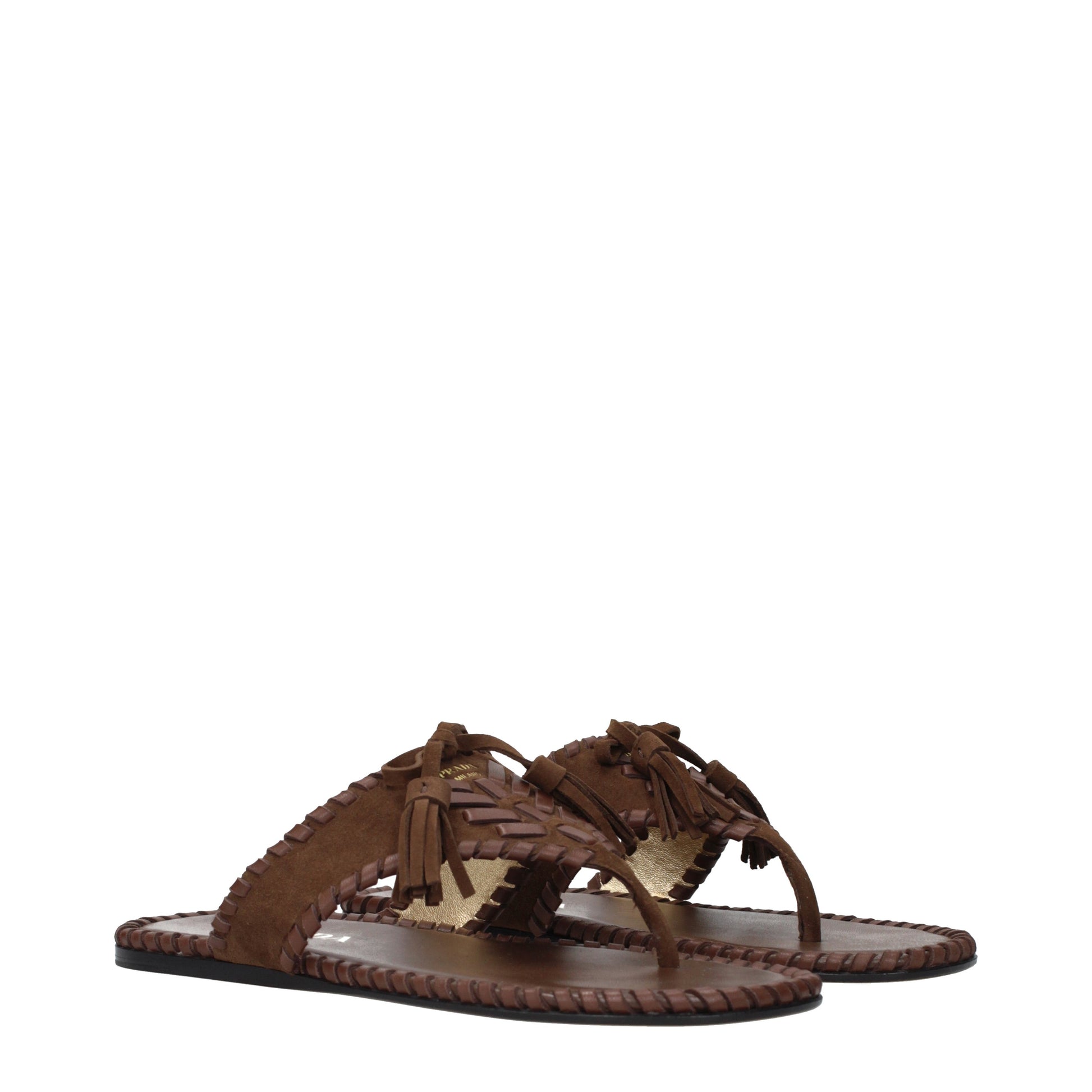 Prada Flip Flops Women Suede Brown/Cocoa