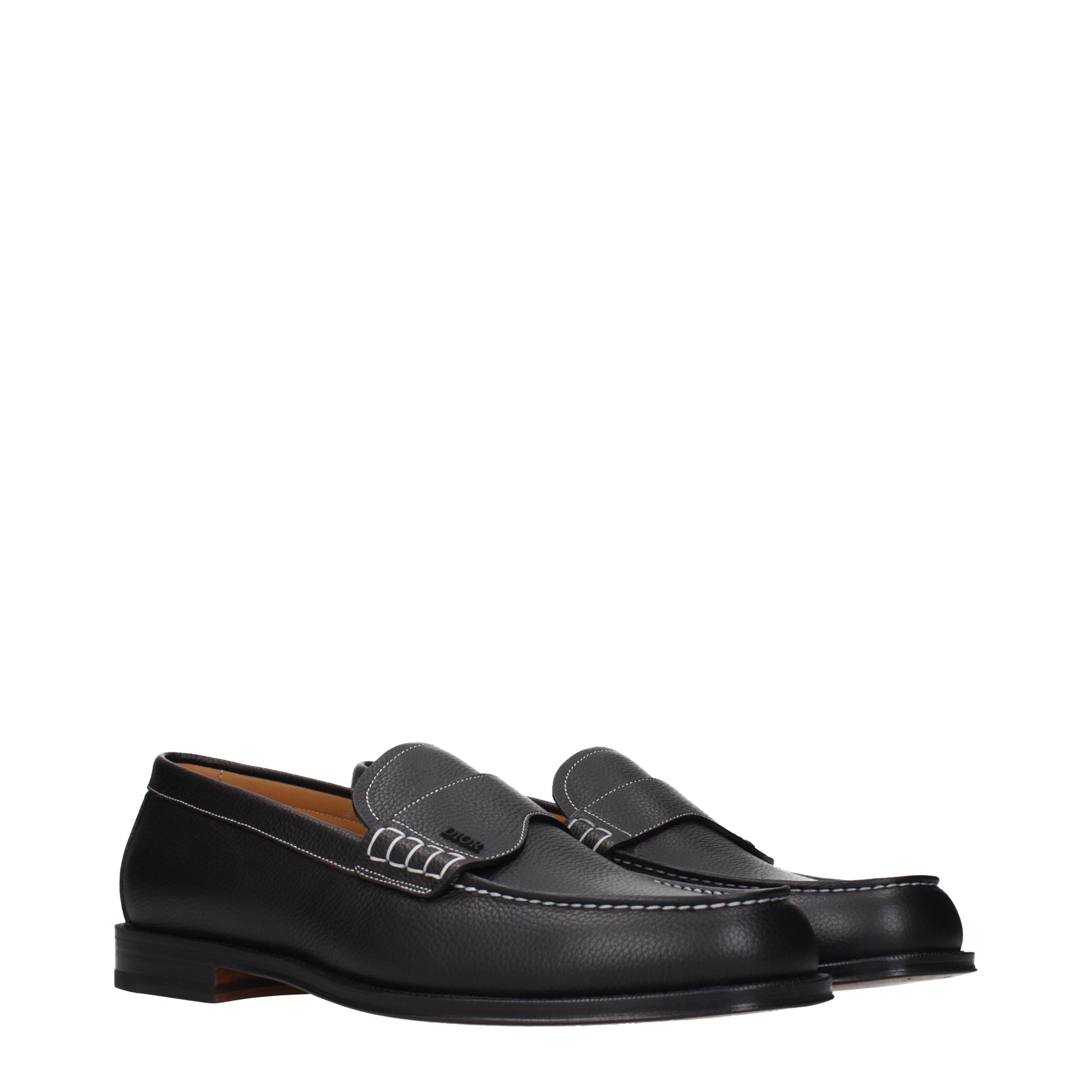 Christian Dior Loafers Men Leather Black