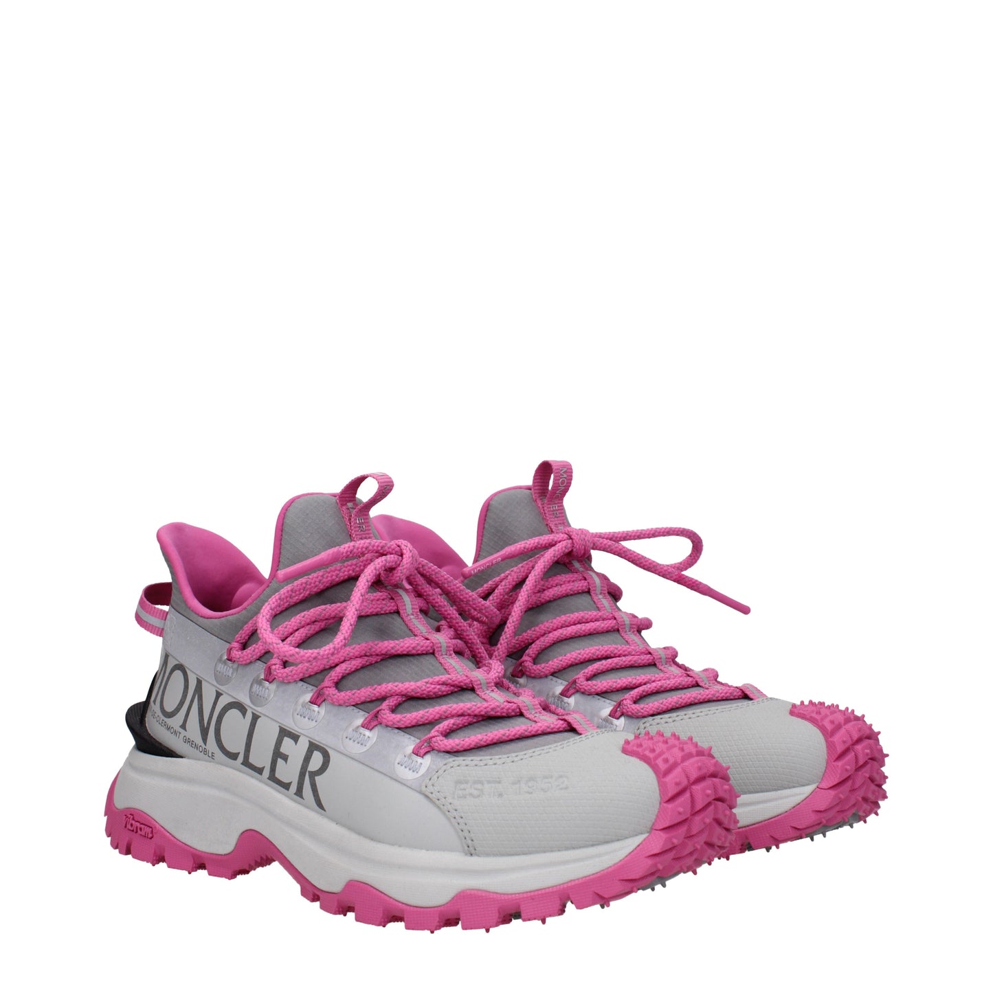 Moncler Women's Sneakers in Fabric  Gray/Pink