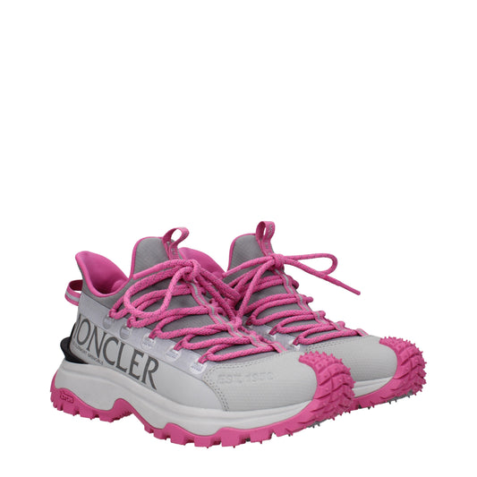 Moncler Women's Sneakers in Fabric  Gray/Pink