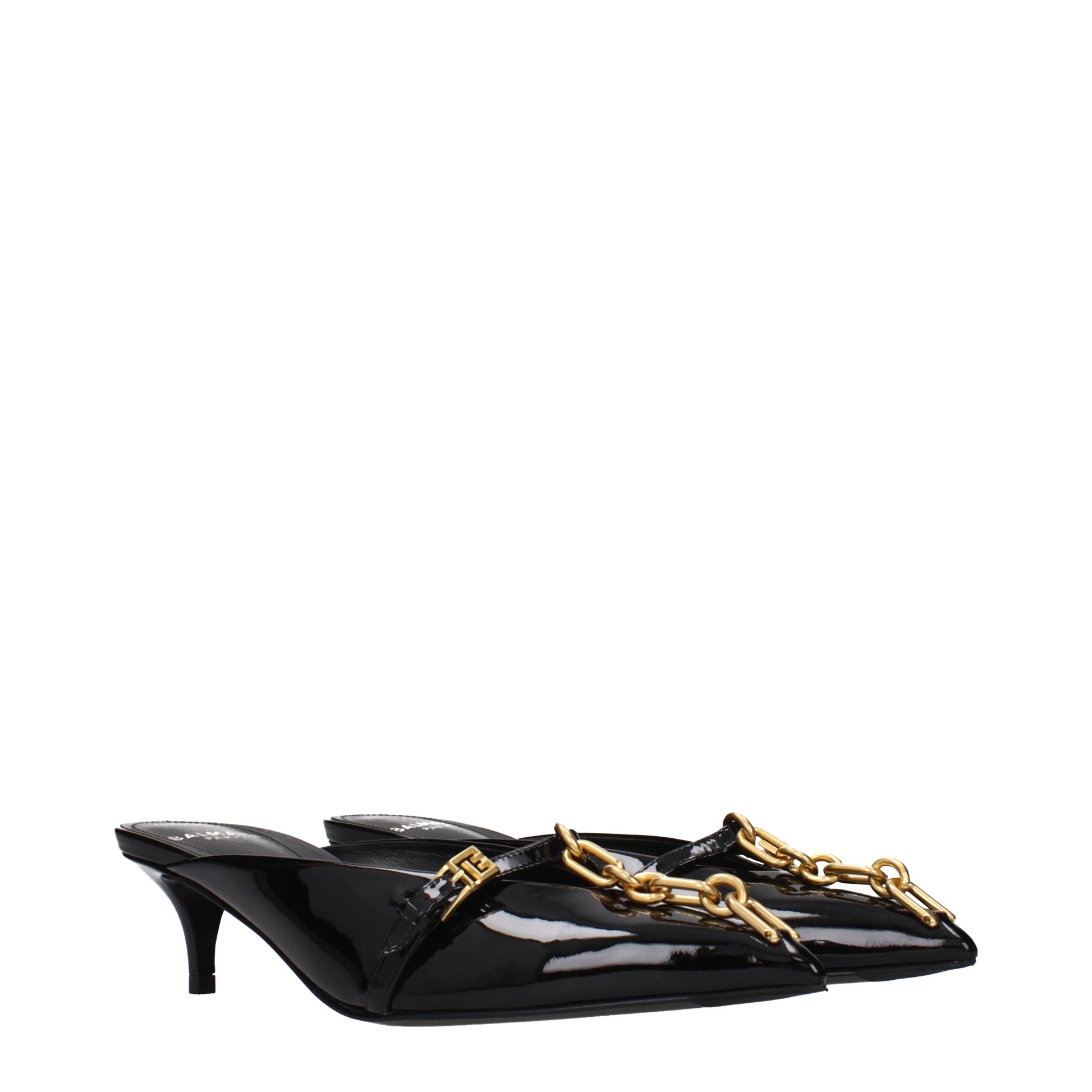 Balmain Sandals Women Patent Leather Black