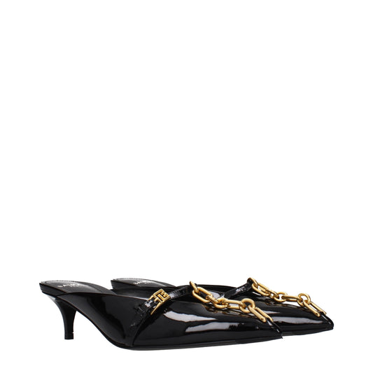 Balmain Sandals Women Patent Leather Black