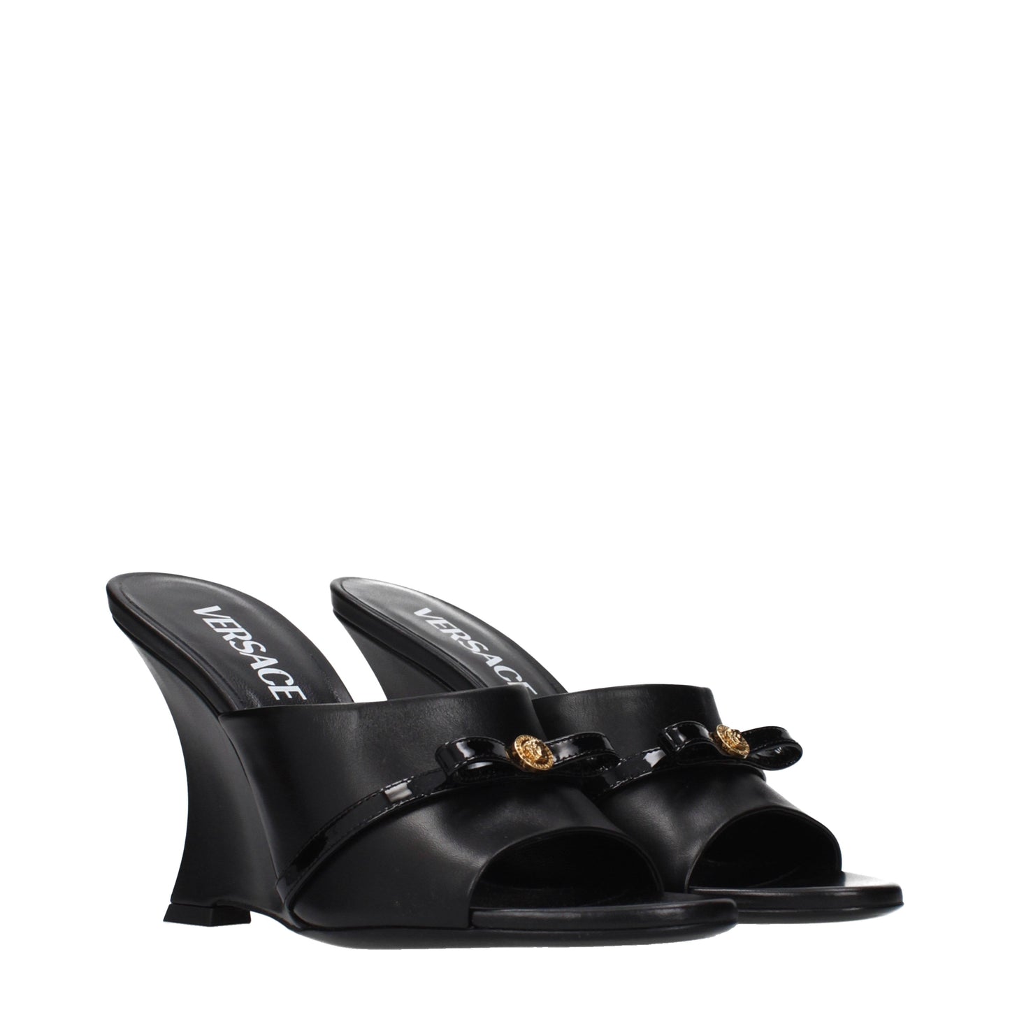 Versace Wedges Women Leather Black