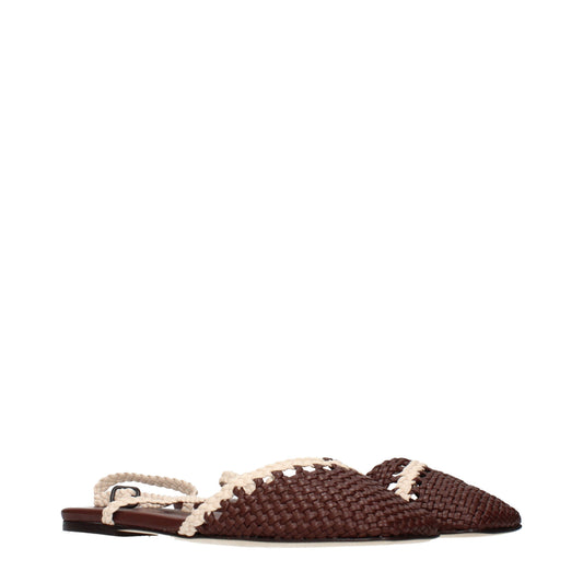 Hereu Sandals Women Leather Brown/Ivory