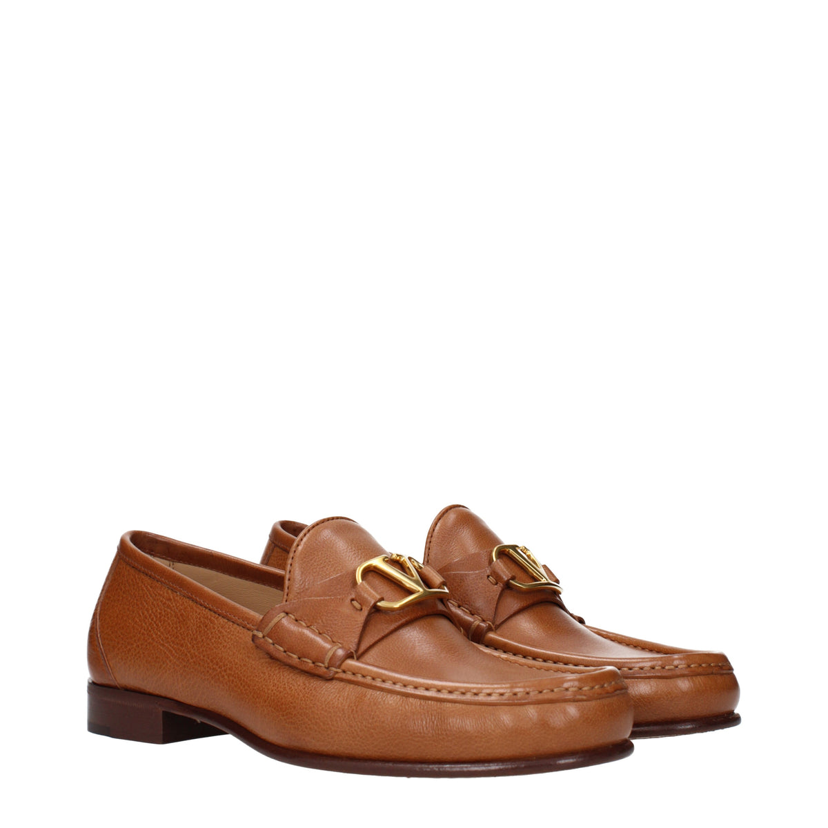Valentino Garavani Loafers Men Leather Brown/Tobacco