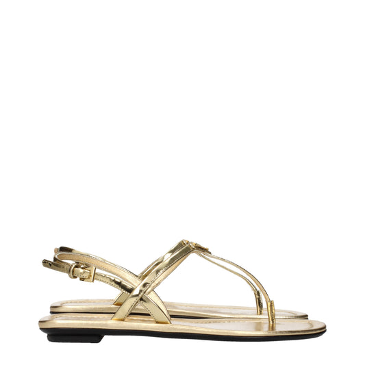 Prada Flip Flops Women Leather Gold