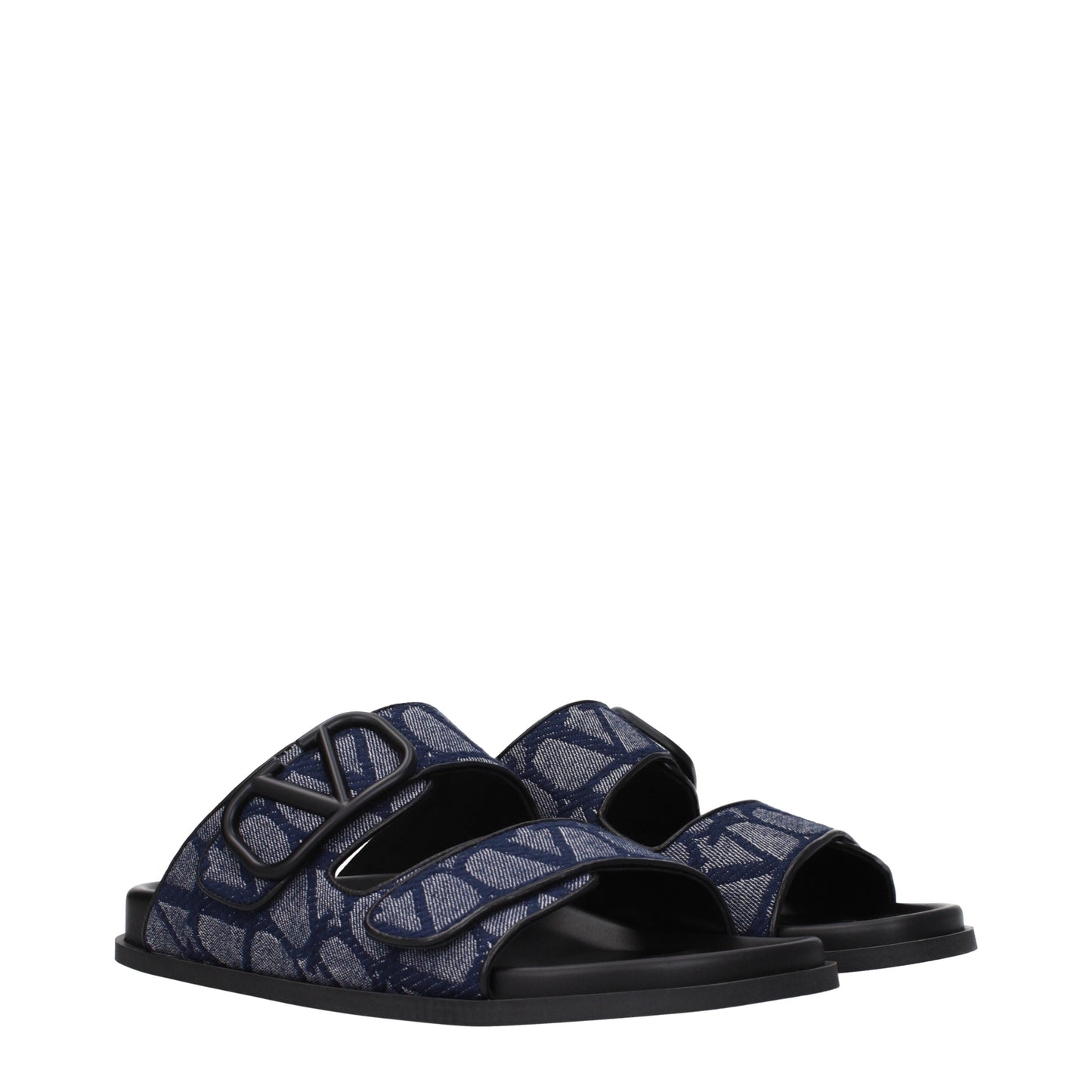 Valentino Garavani Sandals & Slippers Men Fabric  Blue/Black