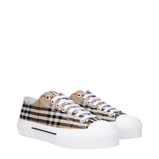 Burberry Men's Sneakers in Fabric  Beige/White