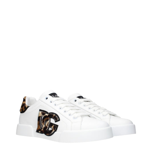 Dolce&Gabbana Sneakers Women Leather White/Leopard