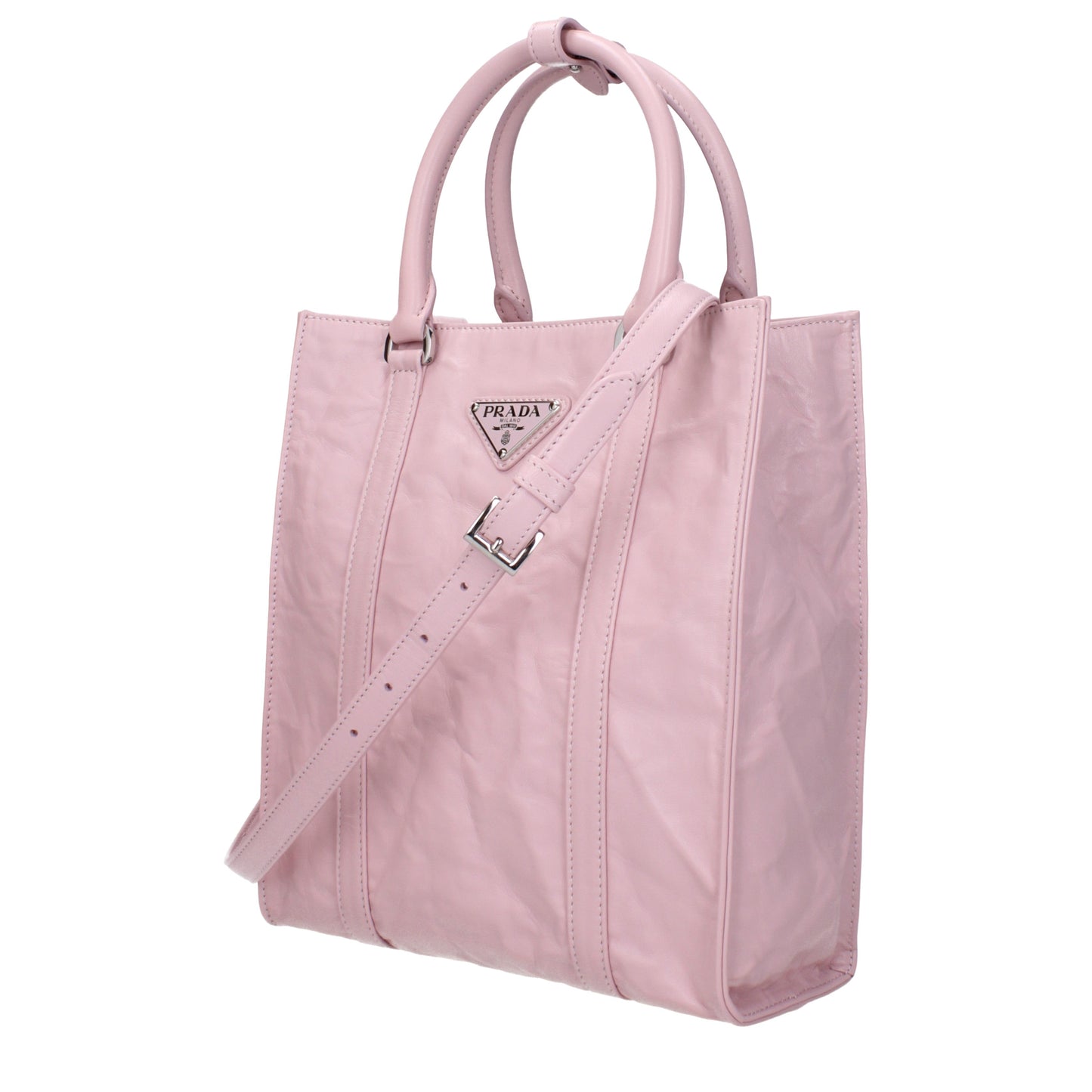 Prada Handbags Women Leather Pink/Alabaster