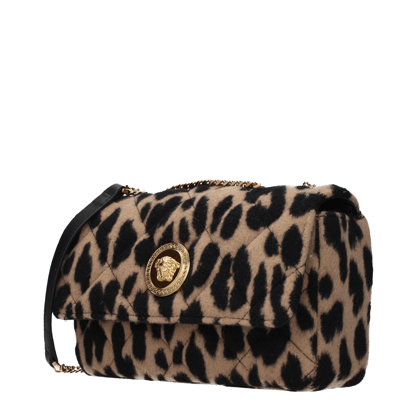 Versace Shoulder Bags Women Wool Brown/Black