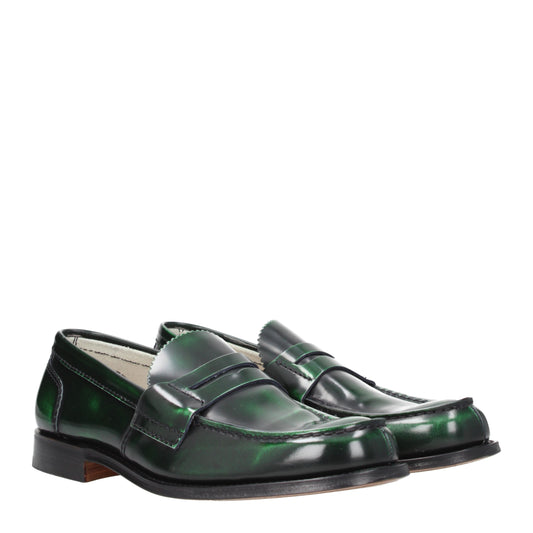 Church's Men's Loafers in Leather Green