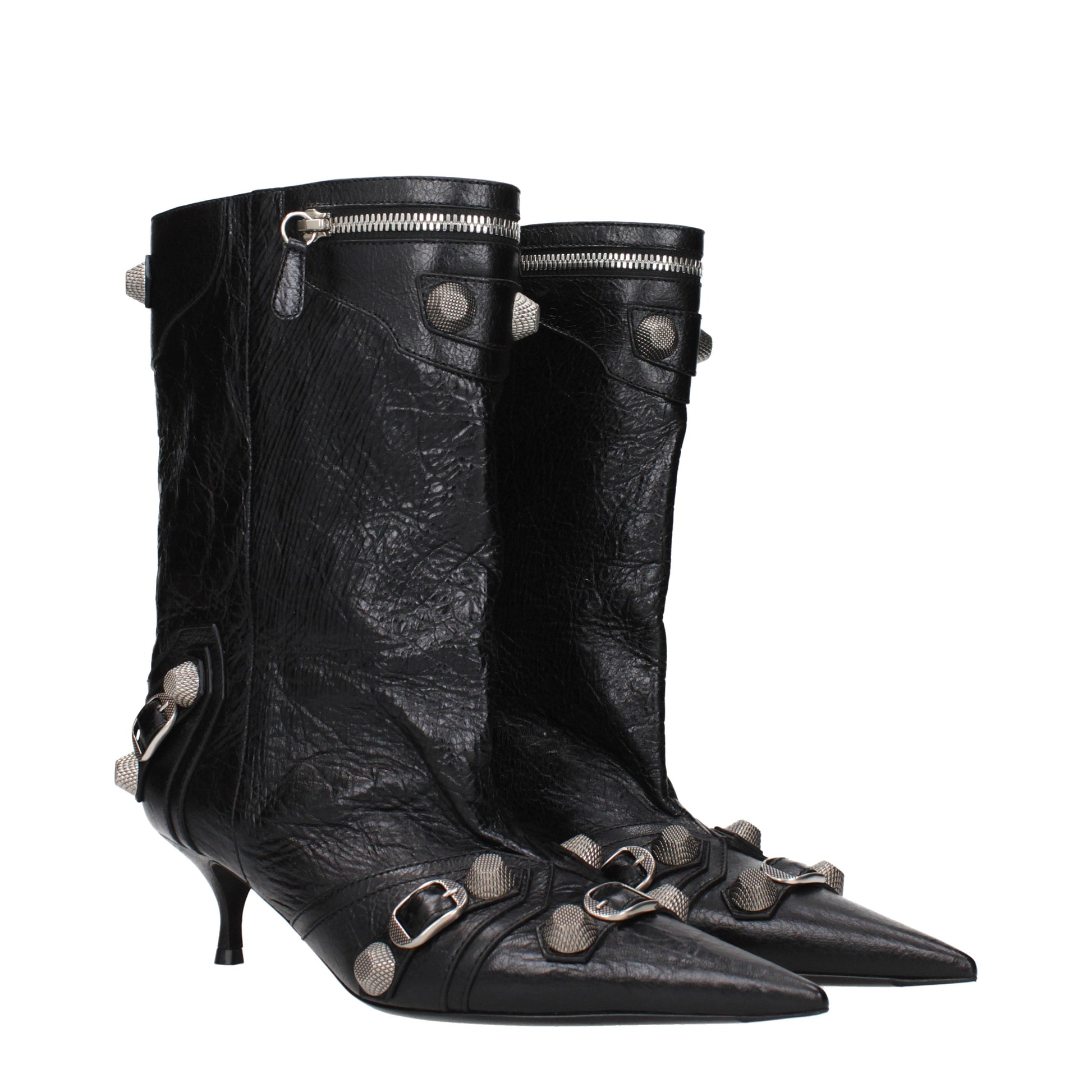 Balenciaga Ankle Boots Women Leather Black