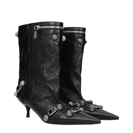 Balenciaga Ankle Boots Women Leather Black