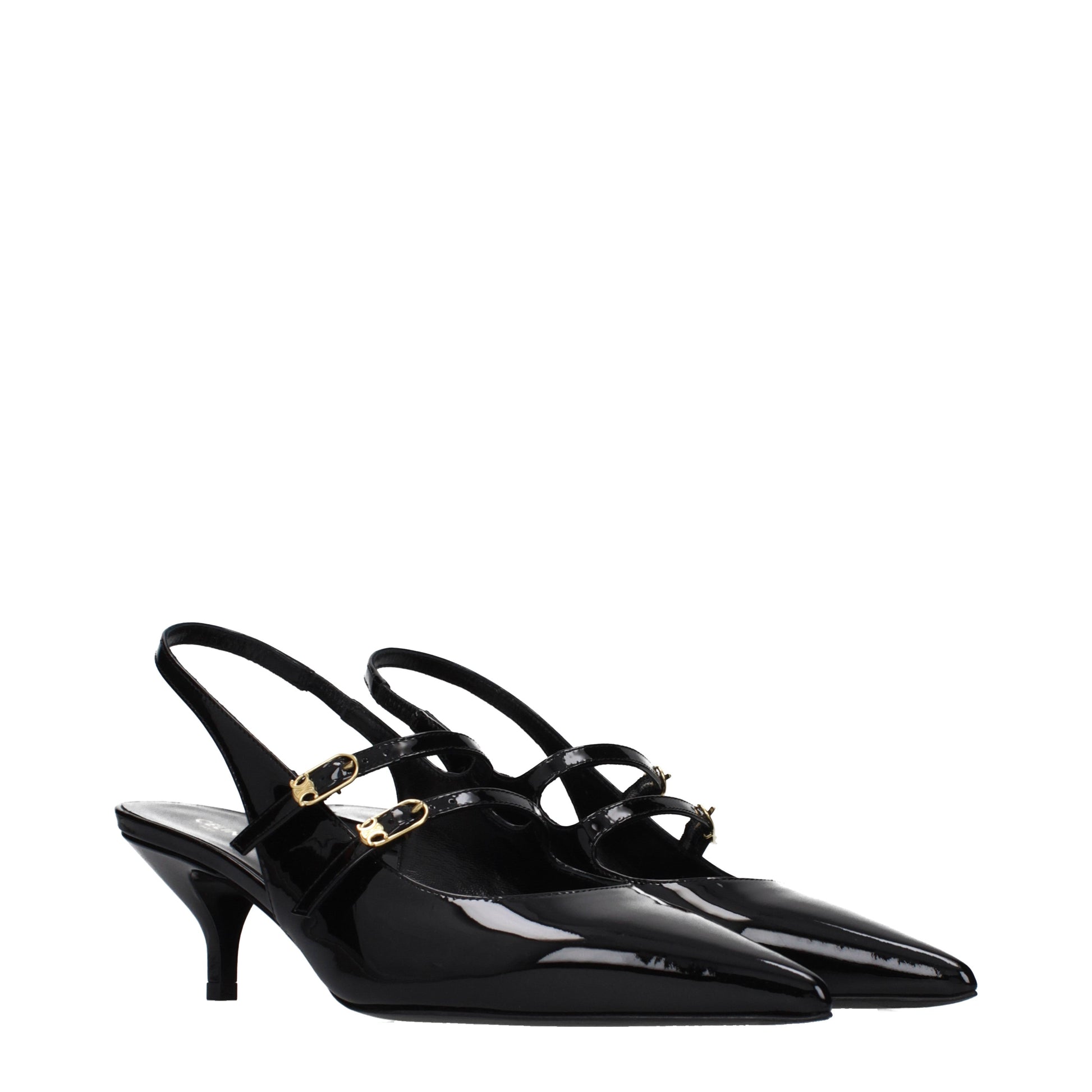 Celine Sandals Women Patent Leather Black