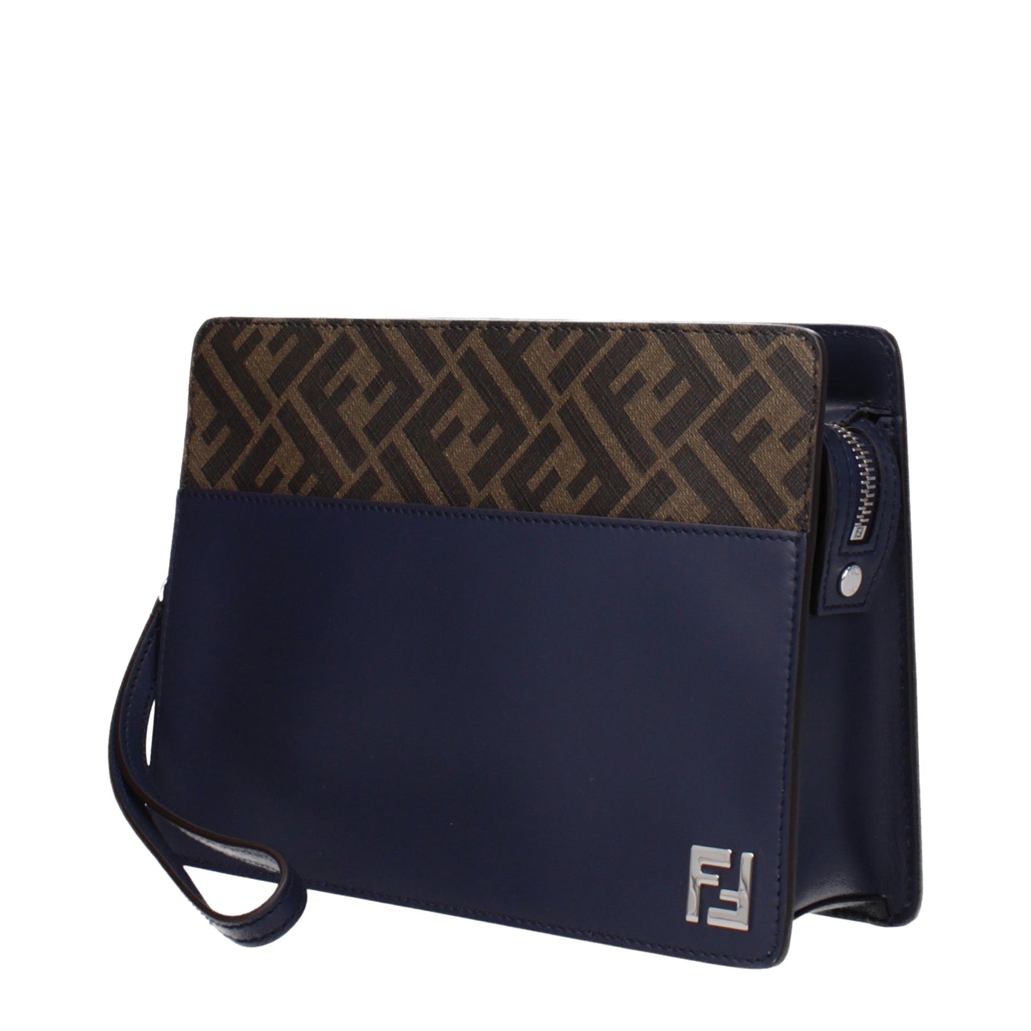 Fendi Clutches Men Fabric  Blue/Tobacco