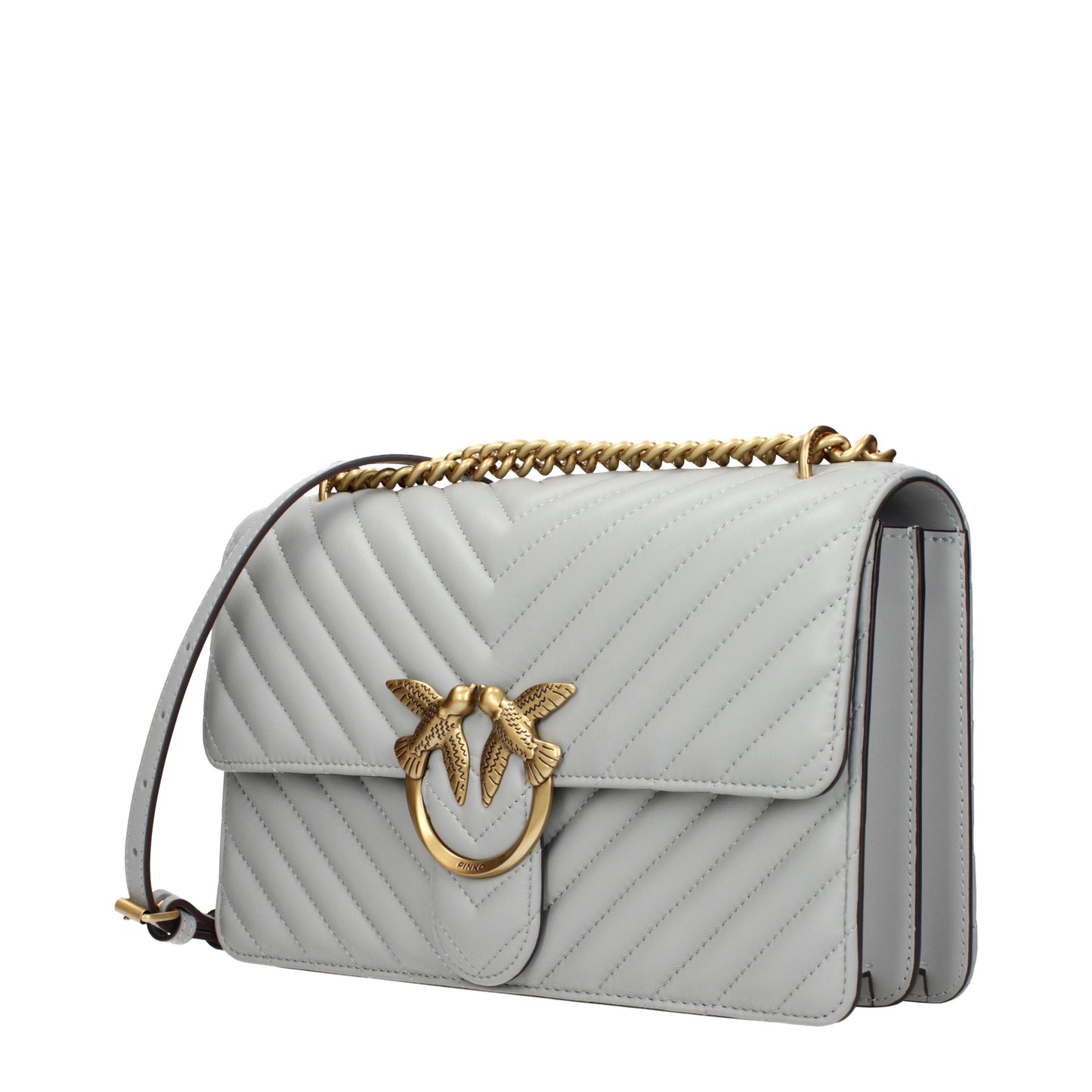 Pinko Crossbody Bags Women Leather Gray/Pearl Grey
