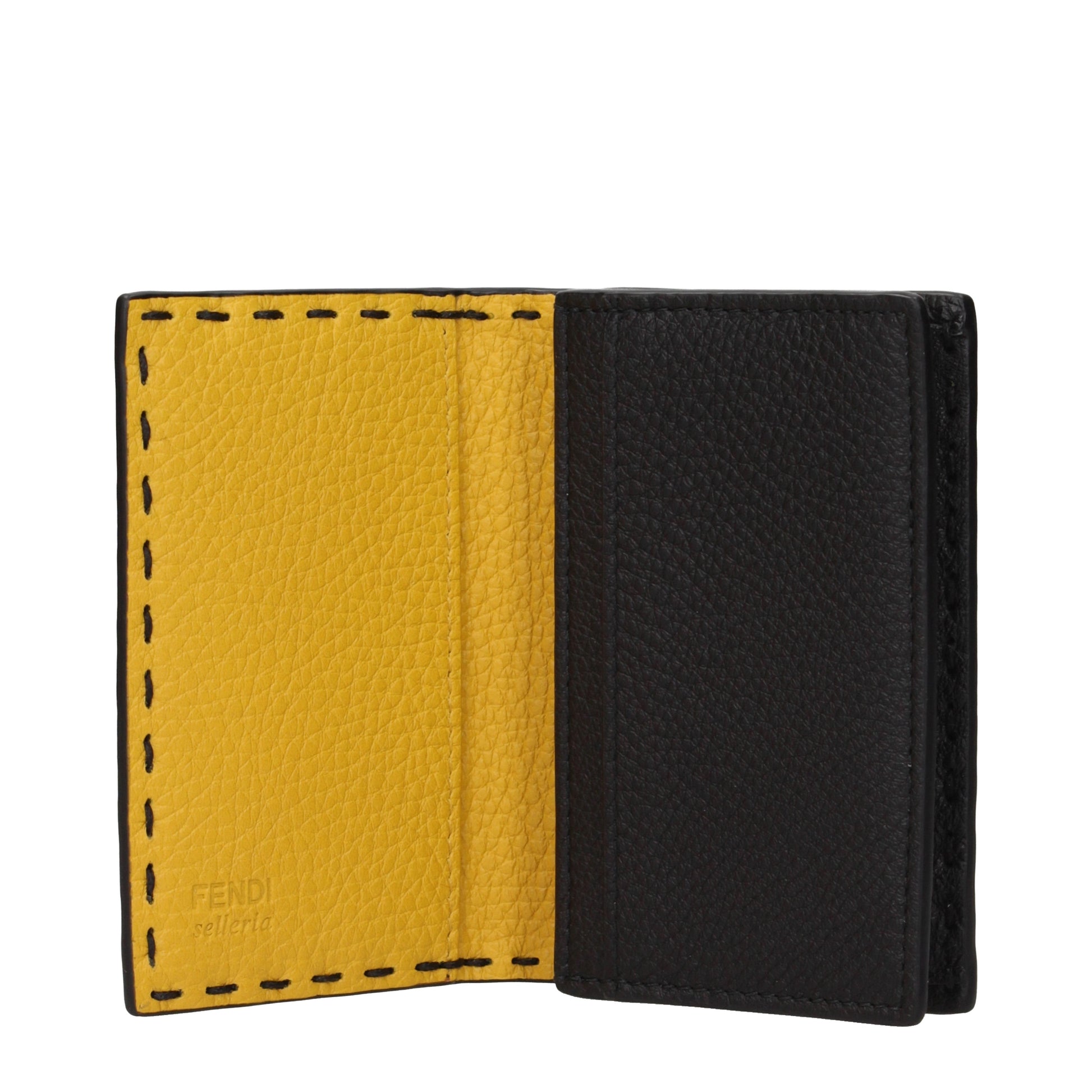 Fendi Document Holders Men Leather Black