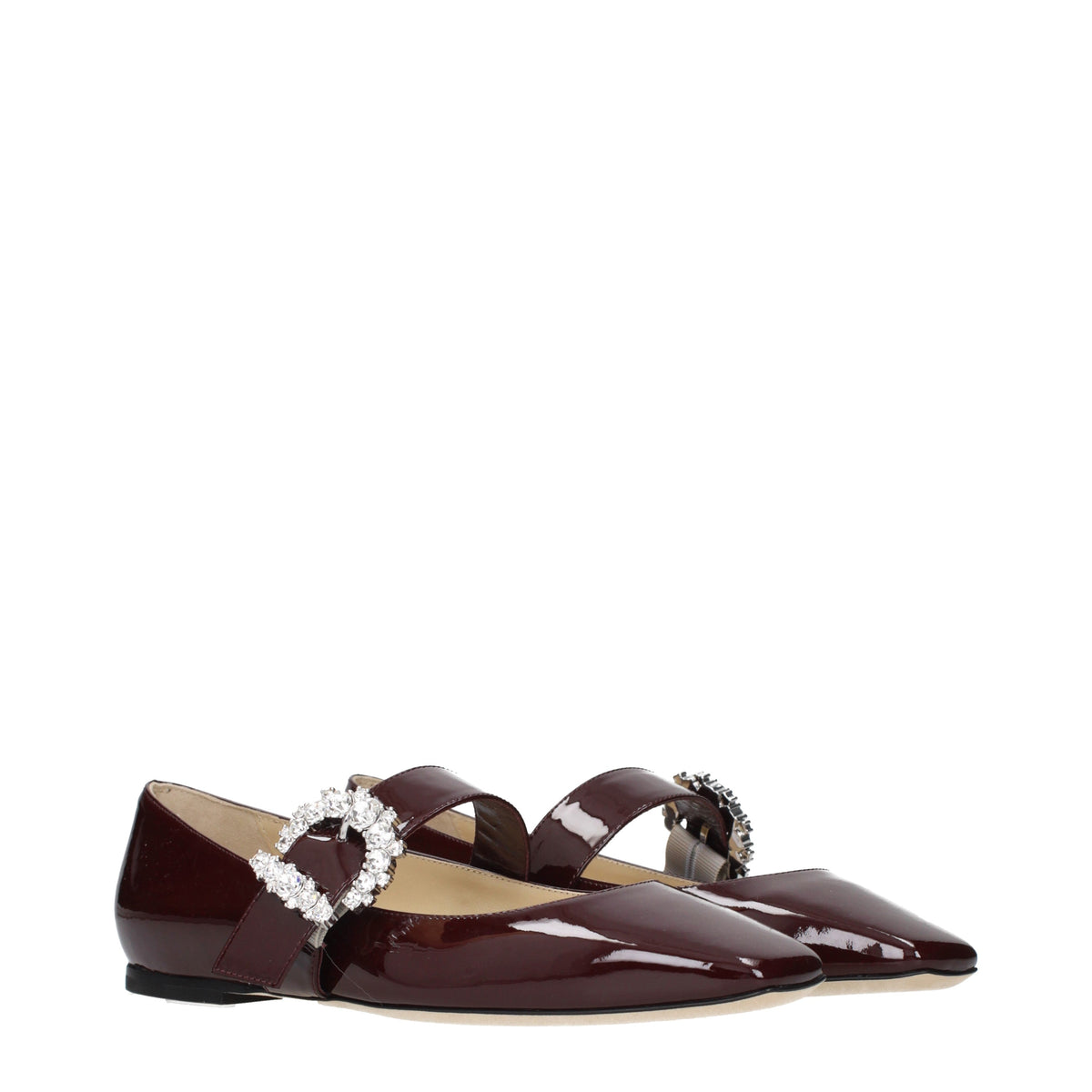 Jimmy Choo Ballet Flats Women Patent Leather Red/Burgundy