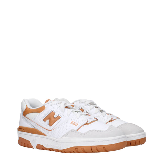 New Balance Men's Sneakers in Leather White/Light Brown