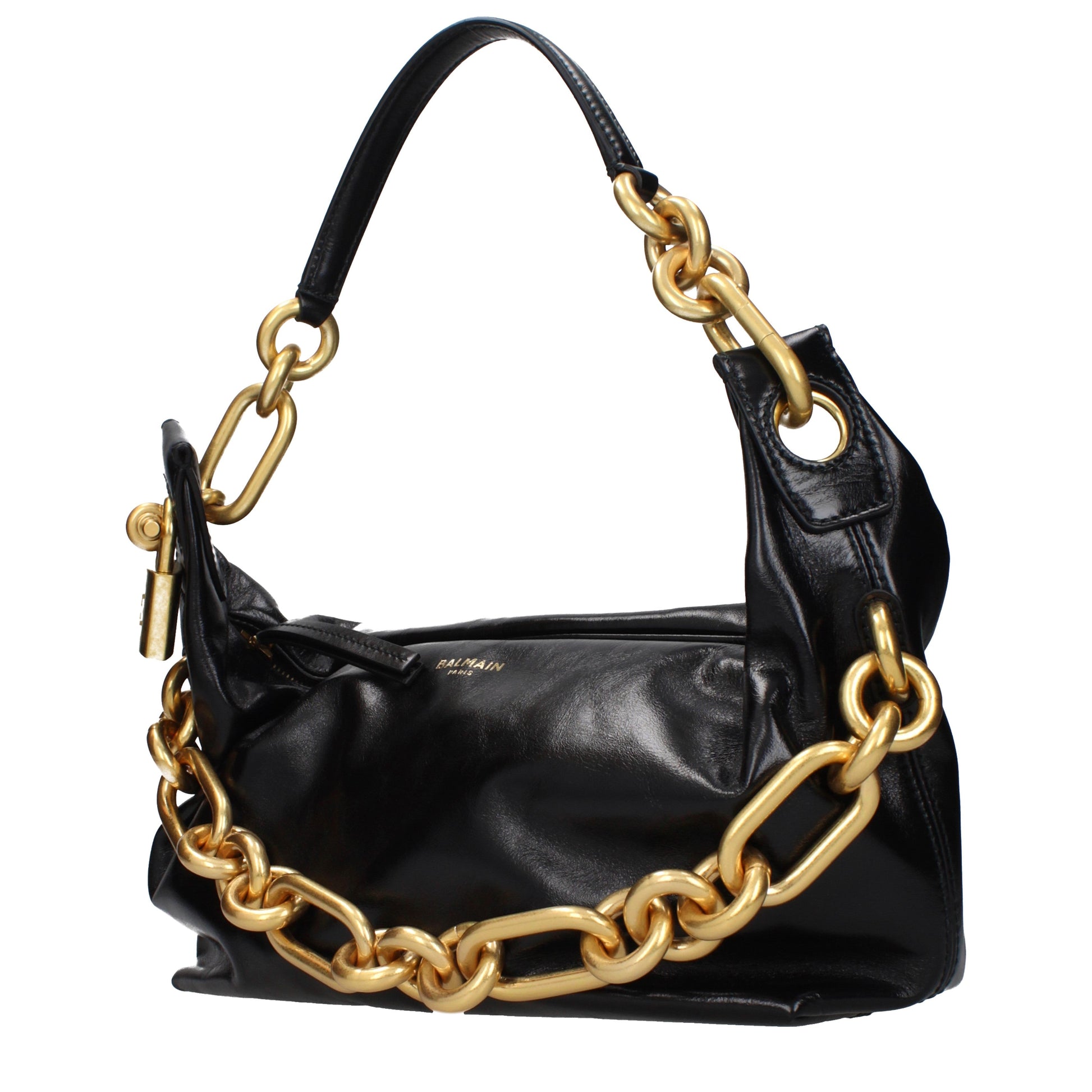 Balmain Shoulder Bags Women Leather Black