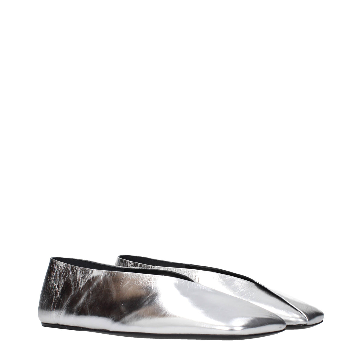 Jil Sander Ballet Flats Women Leather Silver