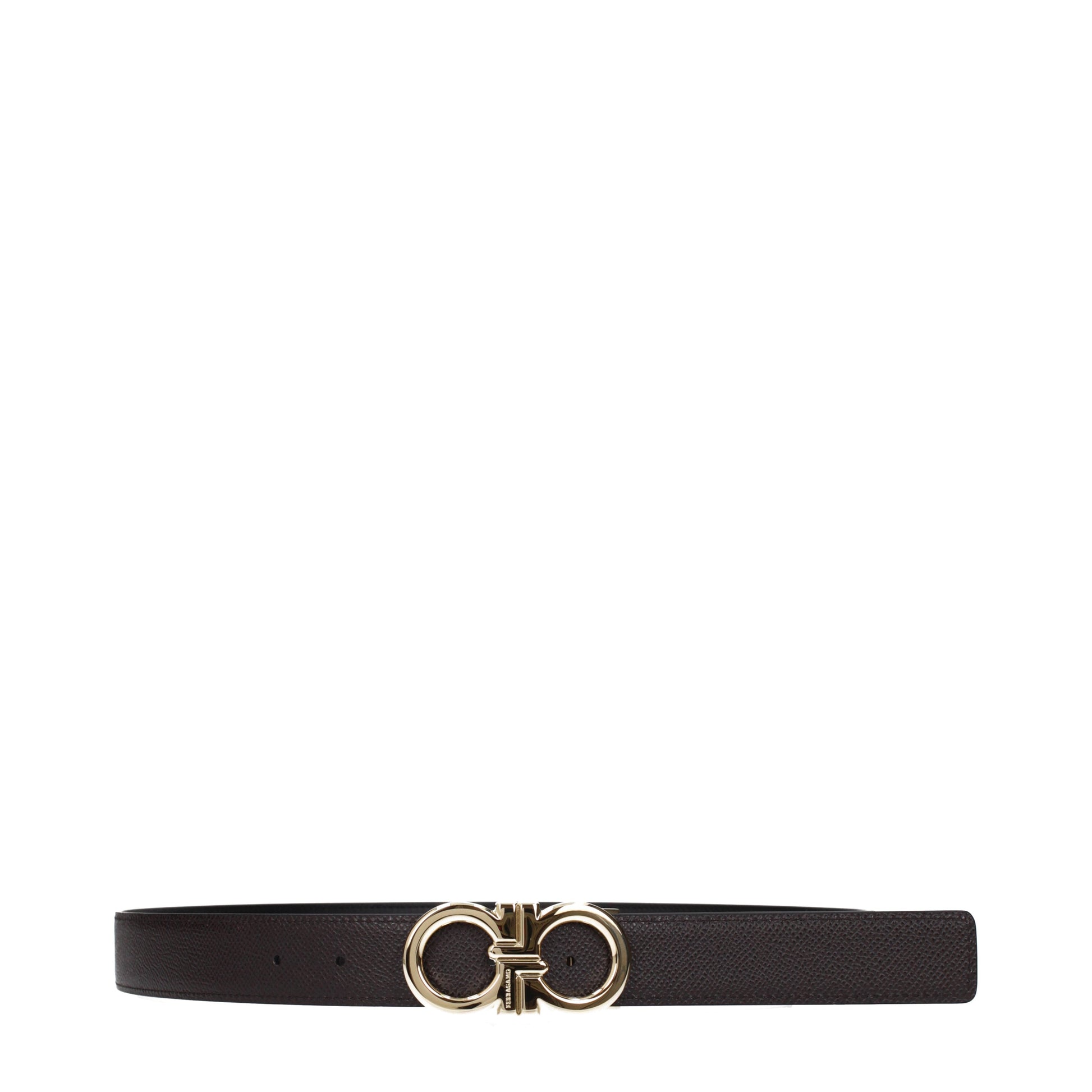 Salvatore Ferragamo Belts Men Leather Black/Dark Brown