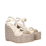 Valentino Garavani Wedges Women Leather Beige/Ivory
