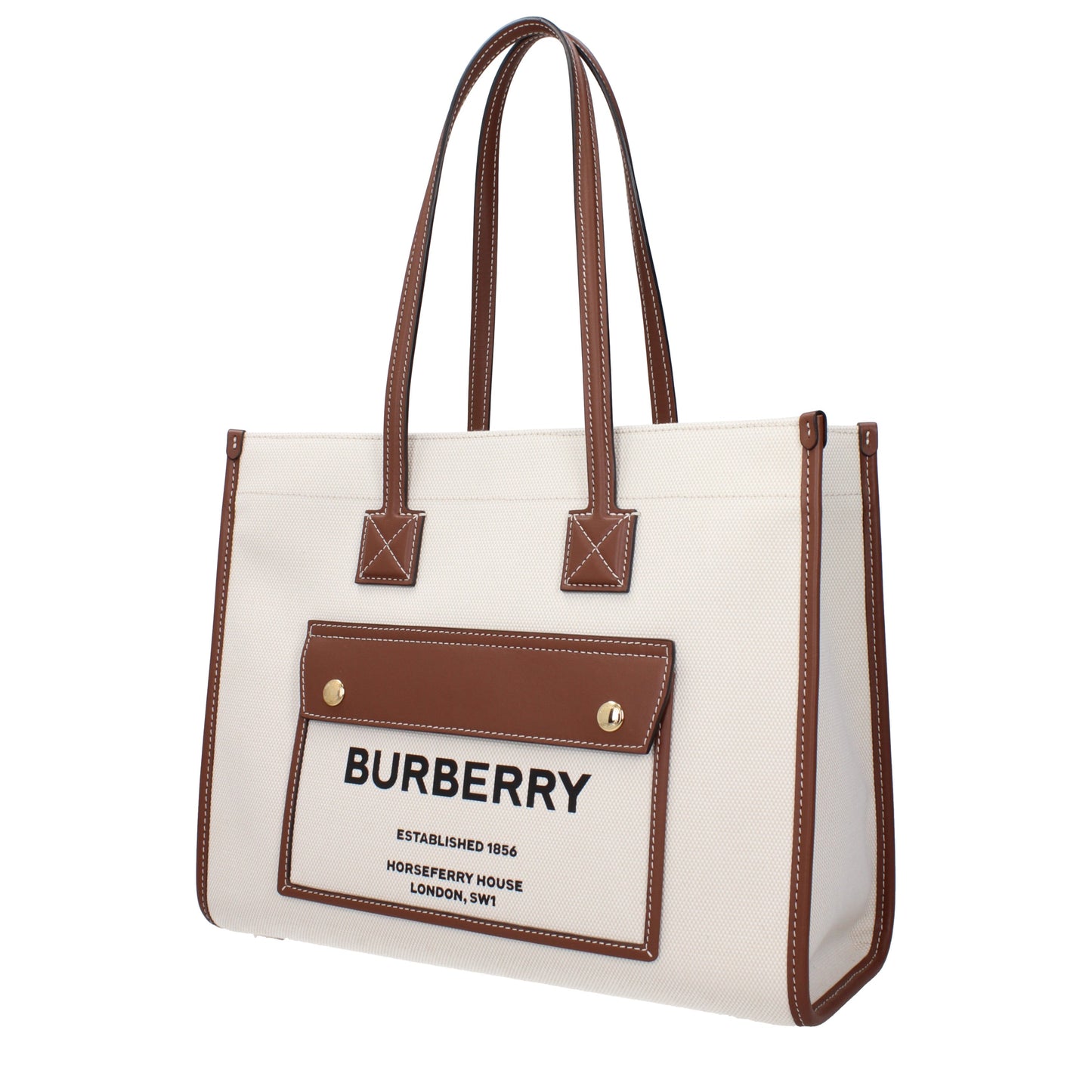 Burberry Shoulder Bags Women Cotton White/Brown