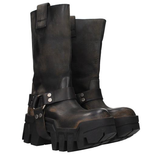 Balenciaga Ankle Boots Women Leather Black